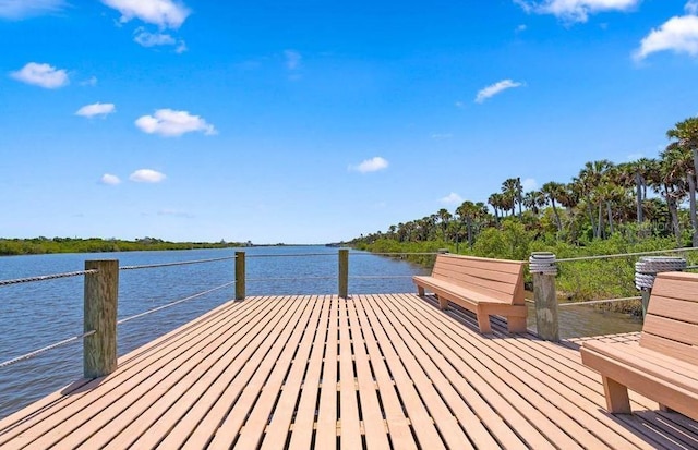 view of dock featuring a water view