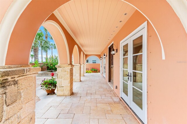 view of patio featuring french doors