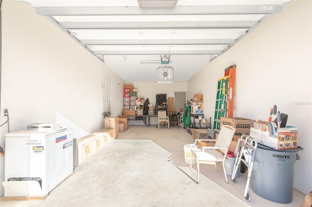 garage featuring fridge