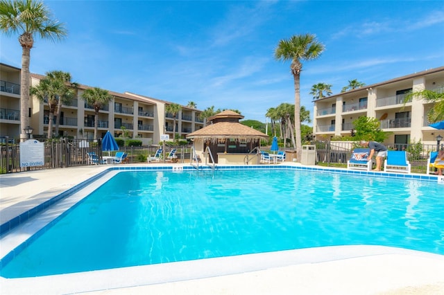 view of pool featuring a gazebo