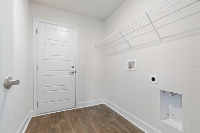 clothes washing area featuring washer hookup, dark hardwood / wood-style flooring, and electric dryer hookup