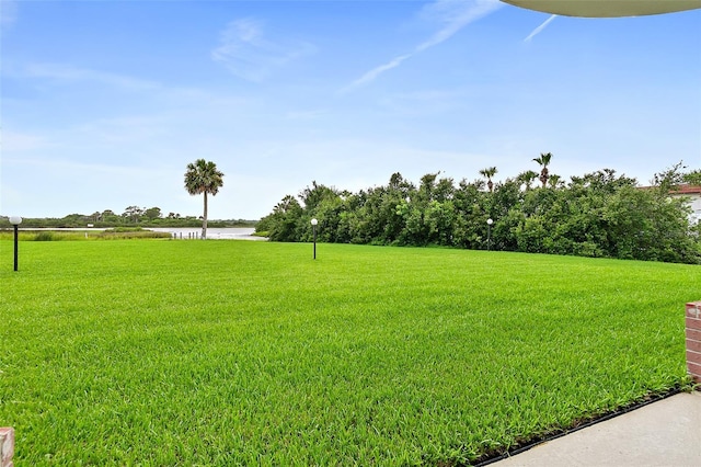 view of yard featuring a water view