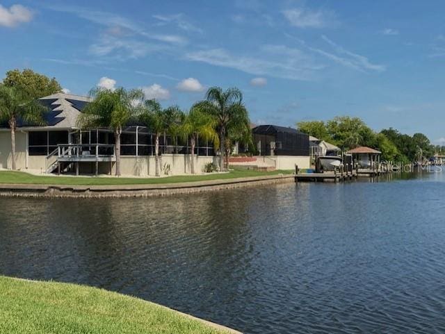 water view with a boat dock