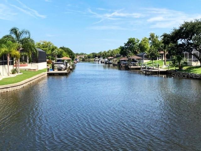 property view of water with a boat dock