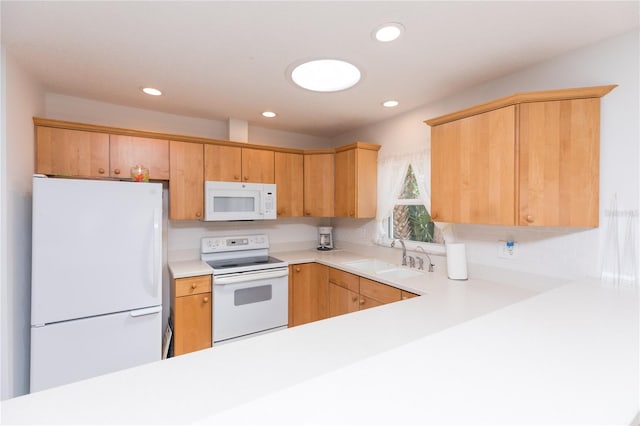 kitchen with white appliances and sink