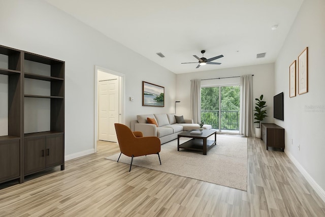503 Golden Lake Loop, Saint Augustine, FL 32084 - living area with light wood-style floors, a ceiling fan, and baseboards