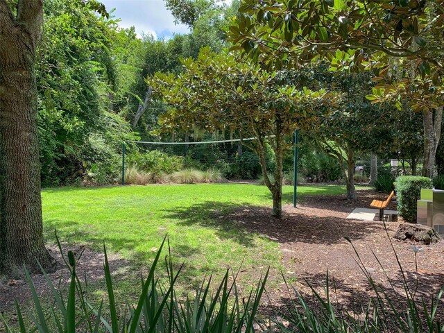 view of property's community featuring a lawn