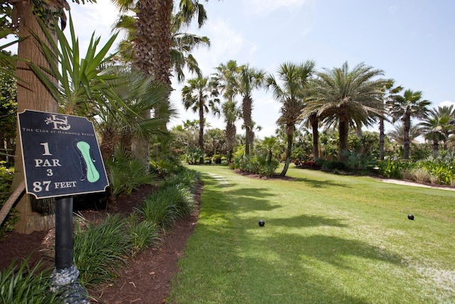 view of community featuring a lawn