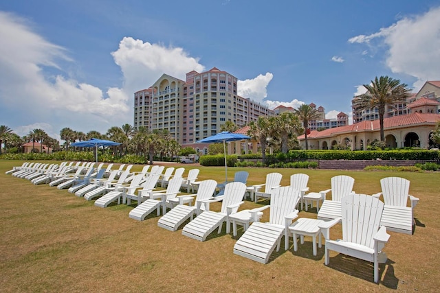 view of home's community featuring a lawn