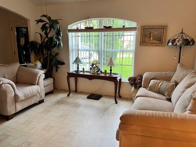 view of tiled living room