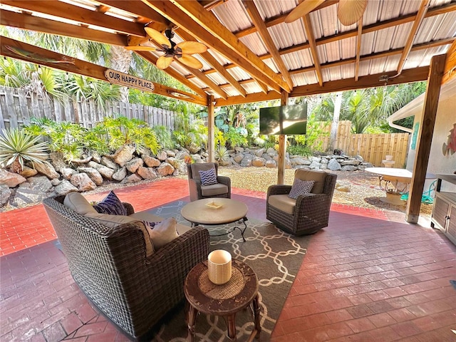 view of patio with ceiling fan