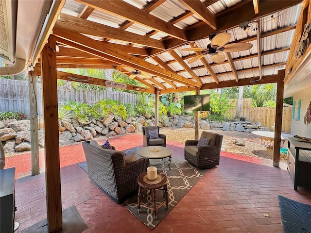 view of patio with ceiling fan