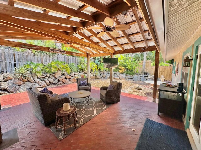 view of patio with ceiling fan