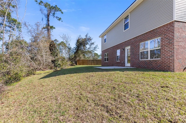 view of yard with a patio area and fence