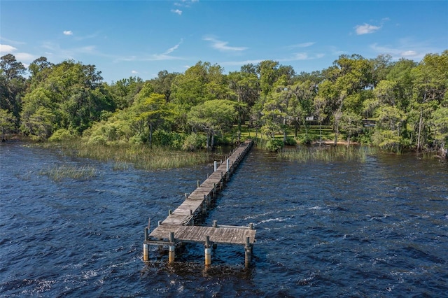 view of dock featuring a water view