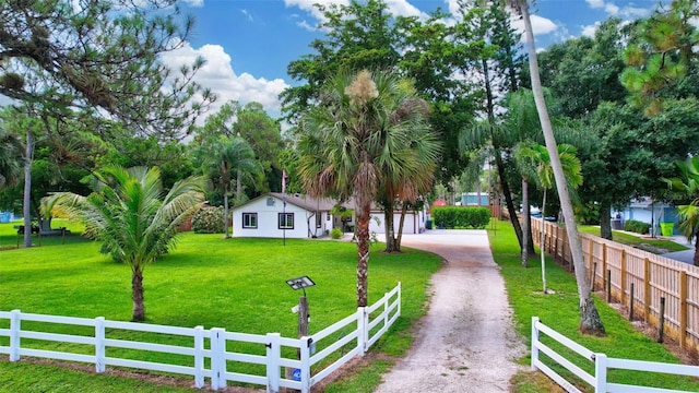 view of community featuring a lawn