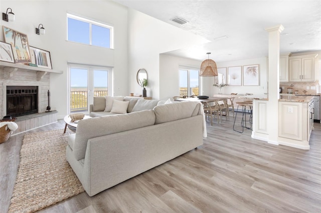 living room featuring light hardwood / wood-style floors