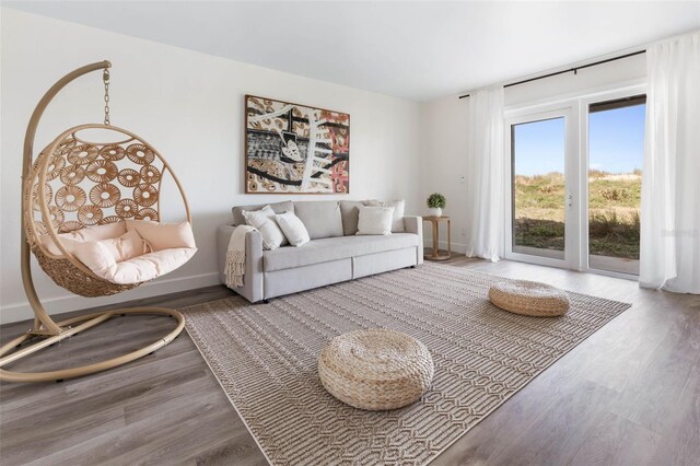 living room featuring wood-type flooring