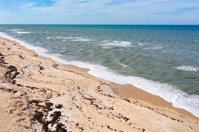 property view of water featuring a beach view