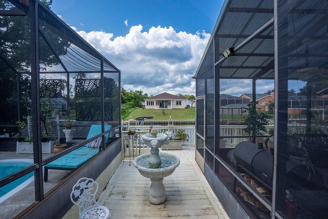 exterior space featuring a lanai