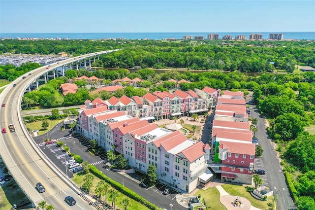 bird's eye view featuring a water view