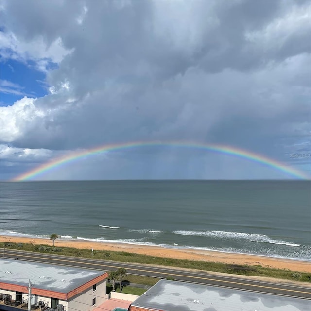 property view of water with a beach view