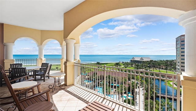 balcony with a water view