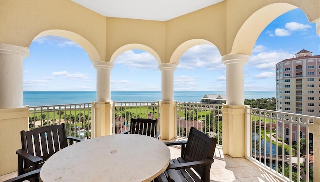 balcony with a water view