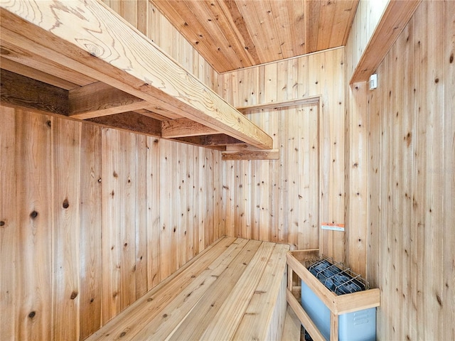 view of sauna with hardwood / wood-style flooring