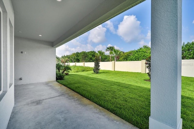 view of yard with a patio area