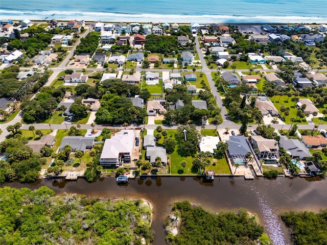 bird's eye view featuring a water view