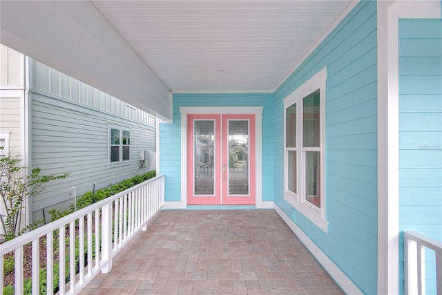 property entrance with french doors