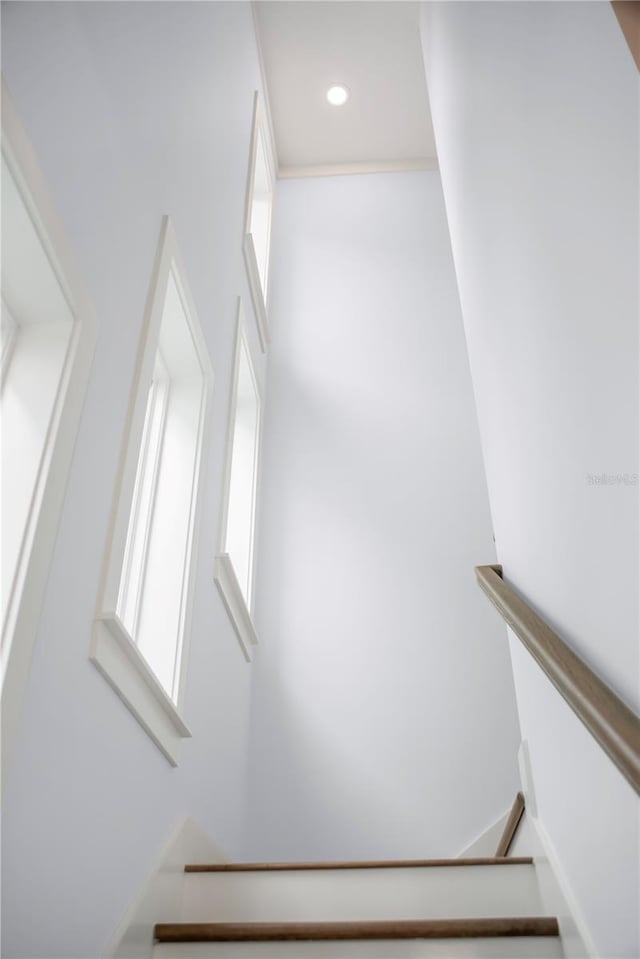 stairway with recessed lighting