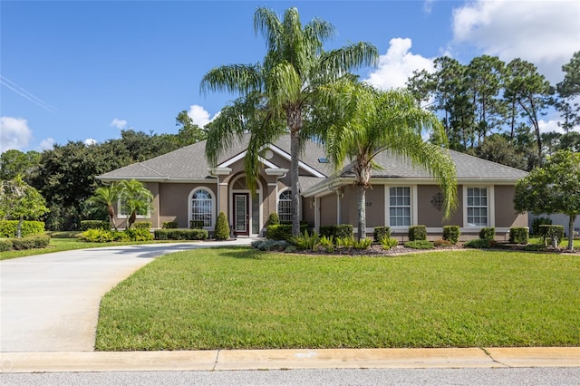 ranch-style house with a front yard