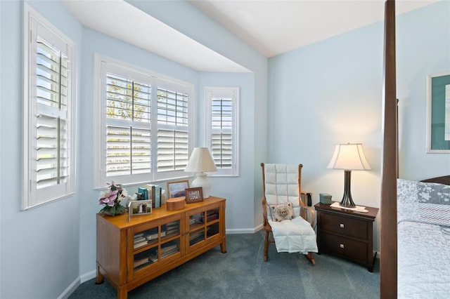 living area with carpet flooring