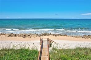 view of water feature with a view of the beach