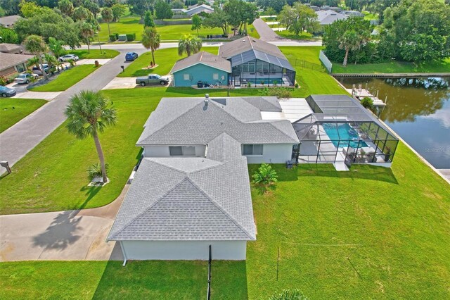 bird's eye view featuring a water view