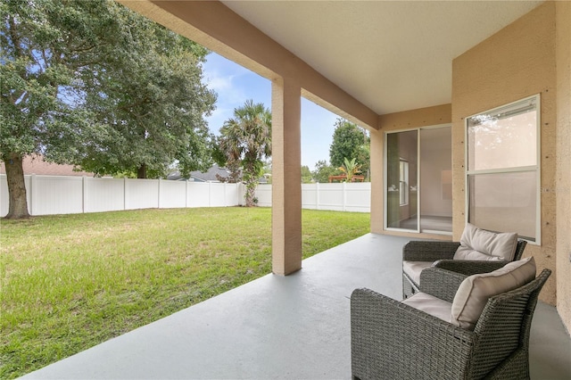 view of patio featuring a fenced backyard