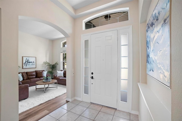 foyer with light tile patterned flooring