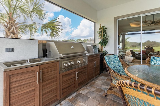 view of patio featuring a grill and area for grilling