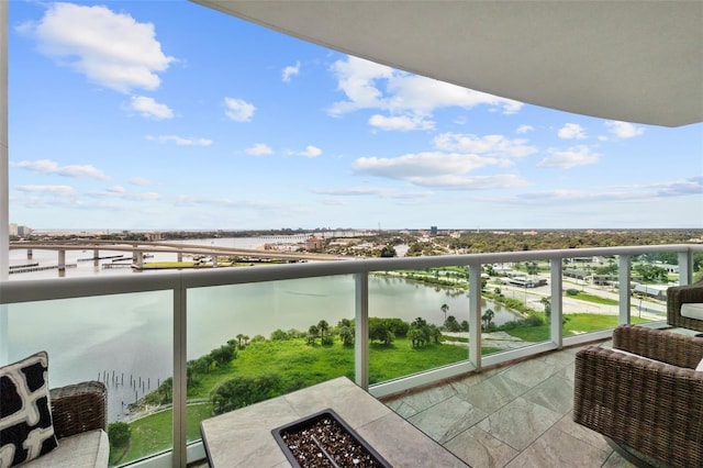 balcony with a water view