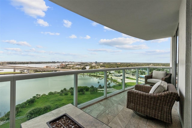 balcony with a water view