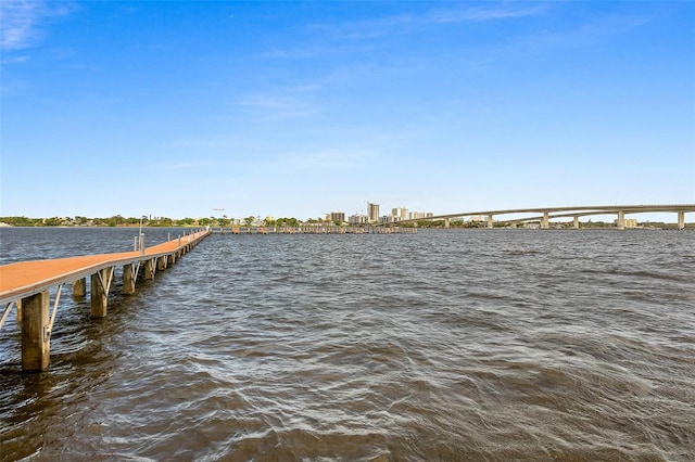 view of dock featuring a water view