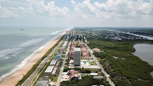 aerial view featuring a beach view and a water view