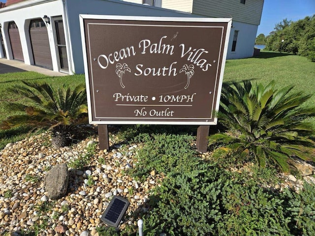 view of community sign