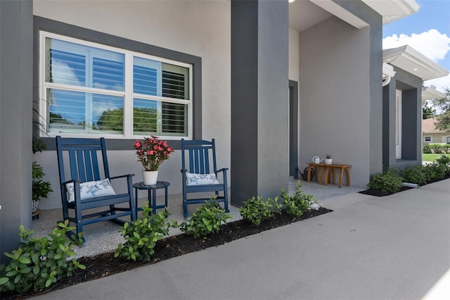 exterior space with stucco siding