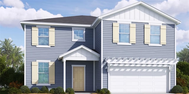 view of front facade featuring a garage