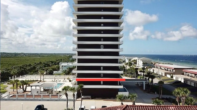 exterior space featuring a water view