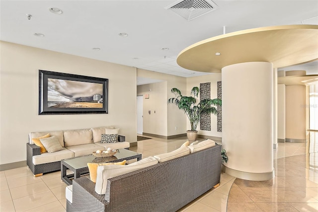 view of tiled living room