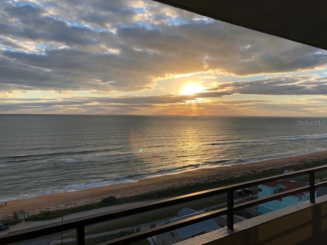 view of water feature featuring a beach view